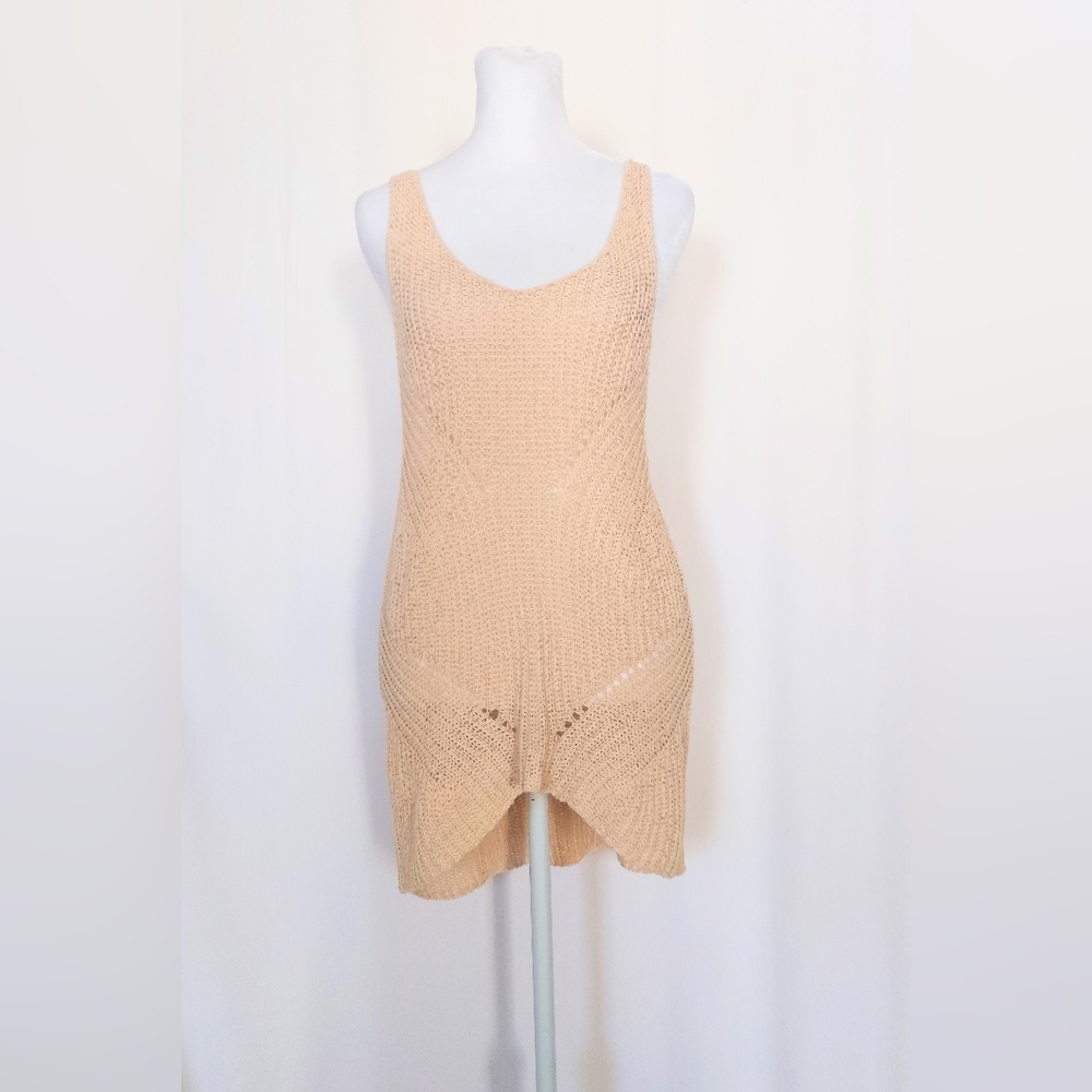 Duffy Geometric Sleeveless Beige Knit Top Size Small